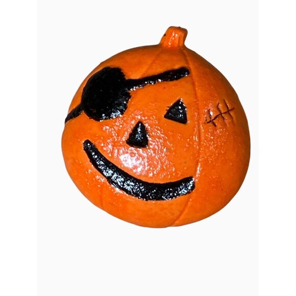 Halloween Pumpkin Pirate Brooch Pin Orange and Black Accessory - Picture 3 of 7